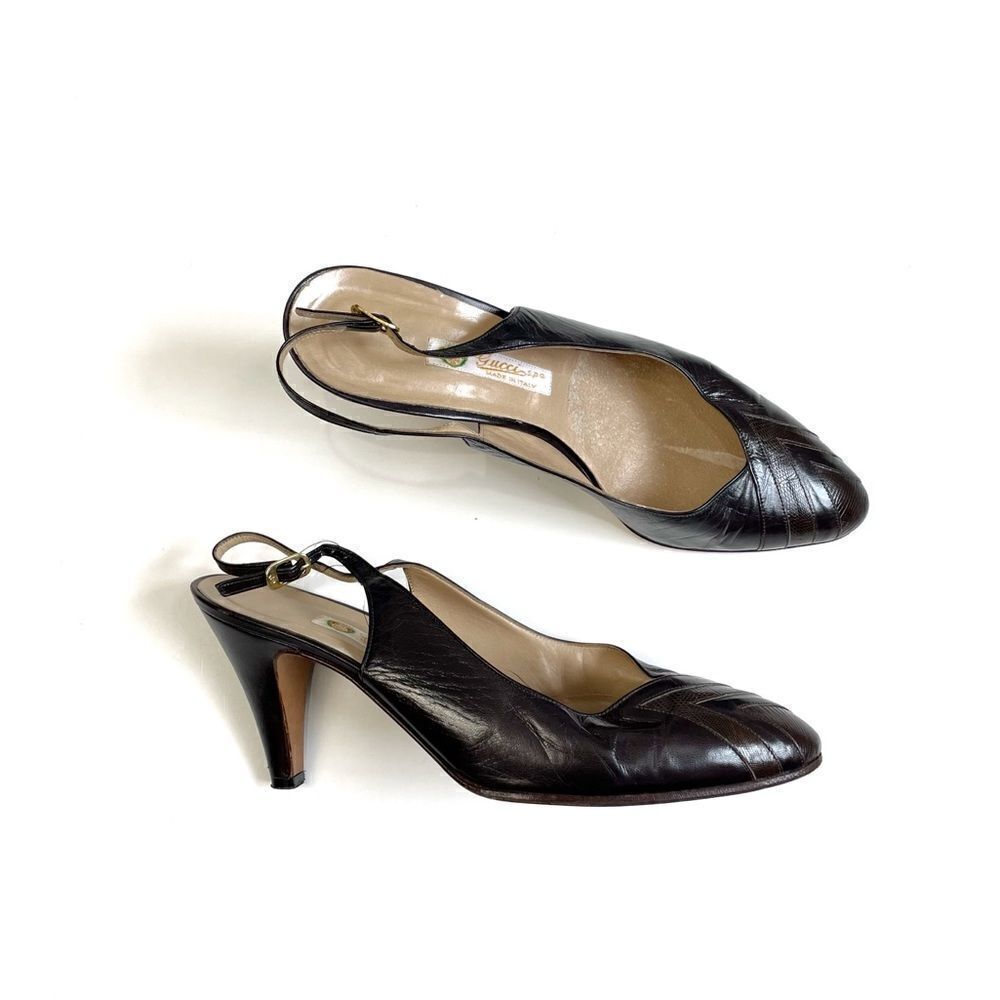 Vintage 70’s Gucci Leather Slingback Pumps Sz 36.5